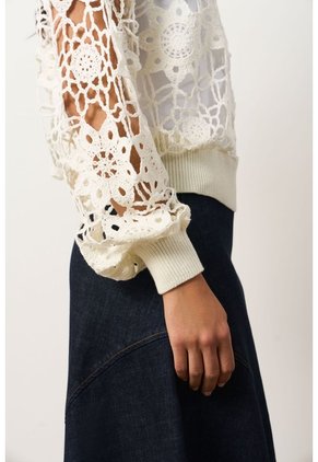 Sweater Tejido En Algodón Para Mujer Nazca Sweater Tejido En Algodón Para Mujer Nazca Crema S VÉLEZ