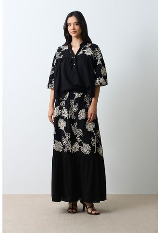 Falda Maxi Con Recogidos Para Mujer Bruma Falda Maxi Con Recogidos Para Mujer Bruma Negro 14 VÉLEZ Vélez