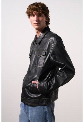 Chaqueta En Cuero Para Hombre Tanok Chaqueta En Cuero Para Hombre Tanok Negro L VÉLEZ