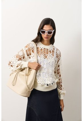 Sweater Tejido En Algodón Para Mujer Nazca Sweater Tejido En Algodón Para Mujer Nazca Crema S VÉLEZ