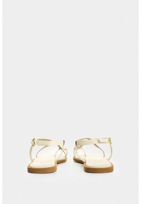 Sandalia Plana De Cuero Para Mujer Kira Sandalia Plana De Cuero Para Mujer Kira Beige 37 VÉLEZ