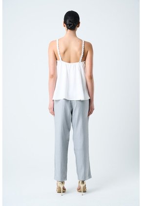Camisa Canes Fit Holgado Para Mujer Detalle Trenzado Camisa Canes Fit Holgado Para Mujer Detalle Trenzado Crema S VÉLEZ