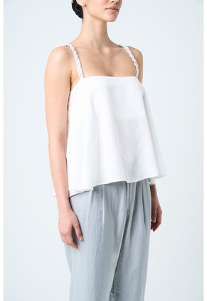 Camisa Canes Fit Holgado Para Mujer Detalle Trenzado Camisa Canes Fit Holgado Para Mujer Detalle Trenzado Crema S VÉLEZ