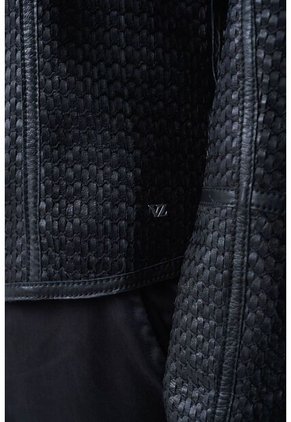 Chaqueta De Cuero Tejido Para Mujer Woven Chaqueta De Cuero Tejido Para Mujer Woven Negro L VÉLEZ
