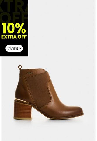 Botines Tacón De Cuero Aplique Botines Tacón De Cuero Aplique Miel 38 VÉLEZ Vélez