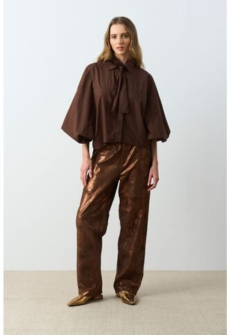 Camisa Maga Larga Silueta Globo Para Mujer Cleo Camisa Maga Larga Silueta Globo Para Mujer Cleo Cafe L VÉLEZ Vélez