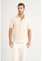 Camisa Manga Corta Lino Para Hombre Bordado Vz Camisa Manga Corta Lino Para Hombre Bordado Vz Arena XL VÉLEZ de Vélez