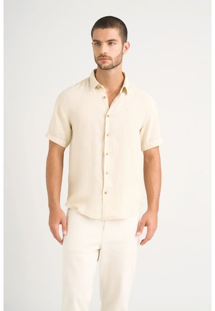 Camisa Manga Corta Lino Para Hombre Bordado Vz Camisa Manga Corta Lino Para Hombre Bordado Vz Arena XL VÉLEZ