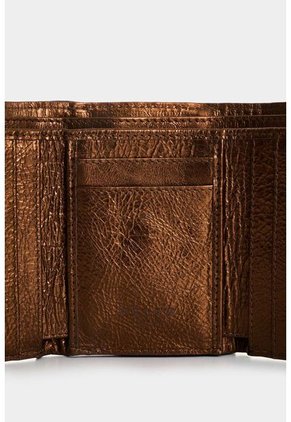 Billetera Pequeña De Cuero Folia Para Mujer Con Monedero Billetera Pequeña De Cuero Folia Para Mujer Con Monedero Bronce VÉLEZ