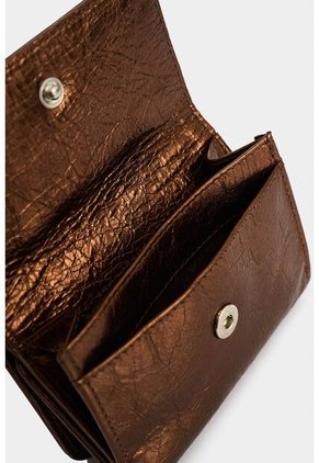 Billetera Pequeña De Cuero Folia Para Mujer Con Monedero Billetera Pequeña De Cuero Folia Para Mujer Con Monedero Bronce VÉLEZ