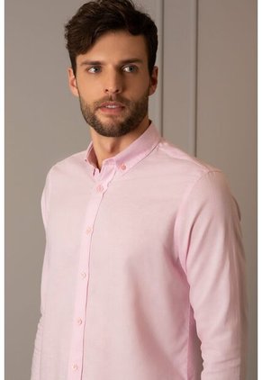 Camisa Manga Larga Para Hombre Fibras Naturales Camisa Manga Larga Para Hombre Fibras Naturales Rosado XX VÉLEZ