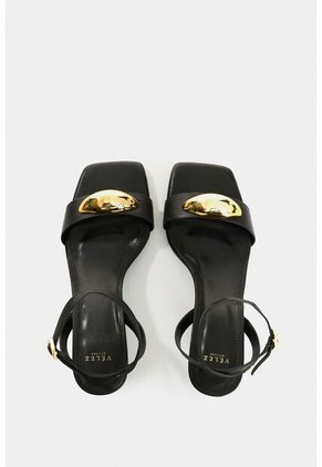 Sandalia Tacón De Cuero Para Mujer Cleo Sandalia Tacón De Cuero Para Mujer Cleo Negro 37 VÉLEZ