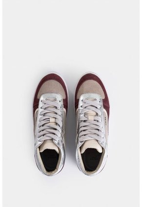 Tenis Tipo Bota Magena De Cuero Para Mujer Acabado Vintage Tenis Tipo Bota Magena De Cuero Para Mujer Acabado Vintage Gris 41 VÉLEZ