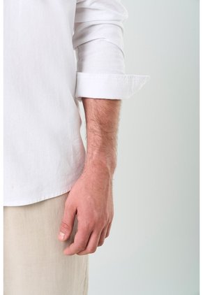 Camisa Manga Larga Para Hombre Cuello Nerú Camisa Manga Larga Para Hombre Cuello Nerú Blanco L VÉLEZ