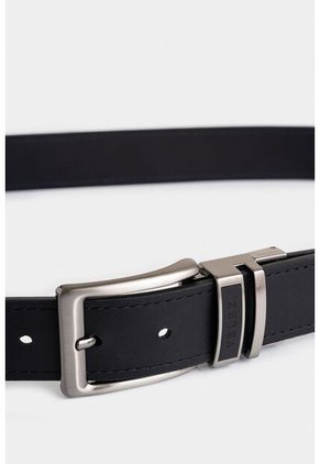 Cinturón Doble Faz De Cuero Para Hombre Doble Pasador Cinturón Doble Faz De Cuero Para Hombre Doble Pasador Negro 40 Vélez