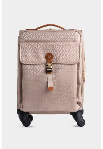 Maleta De Viaje Bloom En Jacquard Para Mujer Apliques Cuero Maleta De Viaje Bloom En Jacquard Para Mujer Apliques Cuero Beige VÉLEZ Vélez