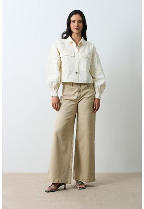 Chaqueta Cropped Holgada Para Mujer Tritón Chaqueta Cropped Holgada Para Mujer Tritón Crema M VÉLEZ