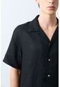 Camisa Manga Corta En Lino Para Hombre Málaga Camisa Manga Corta En Lino Para Hombre Málaga Negro XL VÉLEZ de Vélez