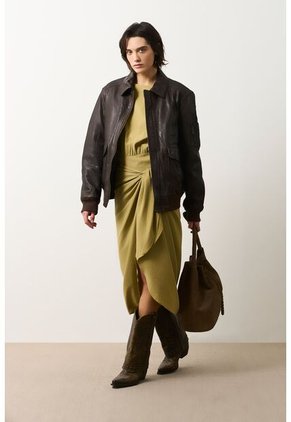 Vestido Antay Silueta Wrap Para Mujer Vestido Antay Silueta Wrap Para Mujer Verde Oliva 10 VÉLEZ
