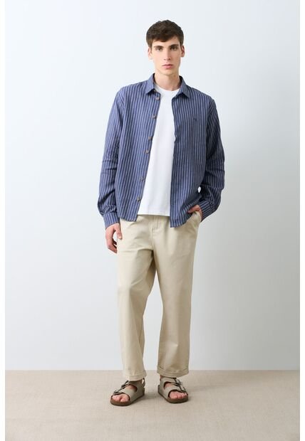 Camisa Manga Larga En Lino Para Hombre Lira Camisa Manga Larga En Lino Para Hombre Lira Azul Oscuro L VÉLEZ