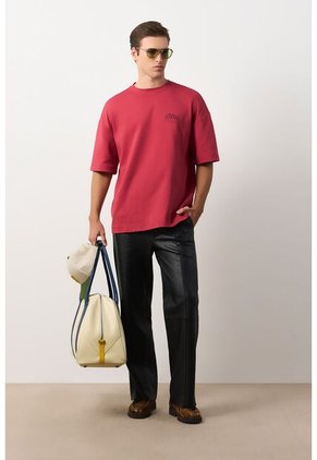 Camiseta Relaxed Fit Para Hombre Camiseta Relaxed Fit Para Hombre Rojo XS VÉLEZ