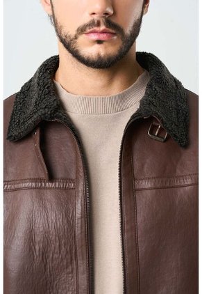 Chaqueta Atrani De Cuero Para Hombre Semi Ajustada Chaqueta Atrani De Cuero Para Hombre Semi Ajustada Cafe XXL VÉLEZ