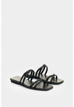 Sandalia Plana En Cuero Para Mujer Miski Sandalia Plana En Cuero Para Mujer Miski Negro 39 VÉLEZ