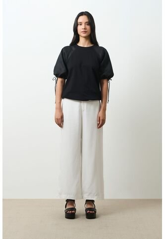 Camiseta En Lino Y Tejido De Punto Para Mujer Gael Camiseta En Lino Y Tejido De Punto Para Mujer Gael Negro S VÉLEZ Vélez