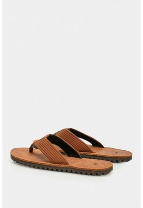 Sandalia Plana Nong De Cuero Para Hombre Capellada Bicolor Sandalia Plana Nong De Cuero Para Hombre Capellada Bicolor Miel 41 VÉLEZ