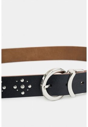 Cinturón Thalia Doble Faz De Cuero Para Mujer Puntera Taches Cinturón Thalia Doble Faz De Cuero Para Mujer Puntera Taches Negro XL Vélez