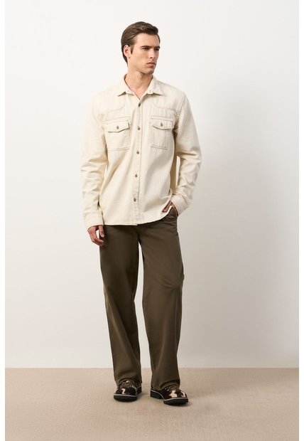 Sobrecamisa En Denim Para Hombre Magma Sobrecamisa En Denim Para Hombre Magma Crema XS VÉLEZ