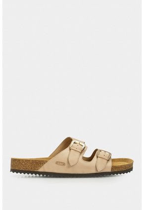 Sandalia Plana Pilos De Cuero Para Mujer Suela Corcho Sandalia Plana Pilos De Cuero Para Mujer Suela Corcho Beige 38 VÉLEZ