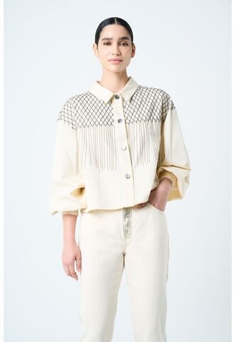 Chaqueta Alhena En Tejido Plano Para Mujer Bordado Millaré Chaqueta Alhena En Tejido Plano Para Mujer Bordado Millaré Crema L VÉLEZ Vélez