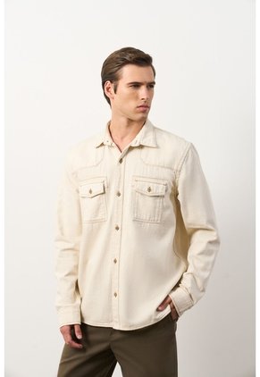 Sobrecamisa En Denim Para Hombre Magma Sobrecamisa En Denim Para Hombre Magma Crema XS VÉLEZ