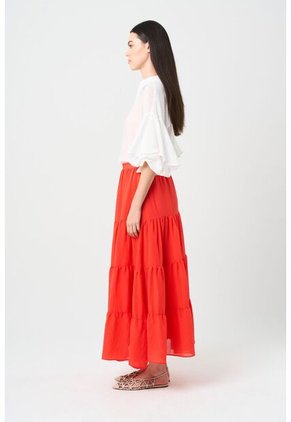 Falda Maxi En Tejido Plano Para Mujer Hazel Falda Maxi En Tejido Plano Para Mujer Hazel Rojo 10 VÉLEZ