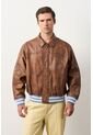 Chaqueta Bomber En Cuero Envejecido Para Hombre Chaqueta Bomber En Cuero Envejecido Para Hombre Cafe L VÉLEZ de Vélez