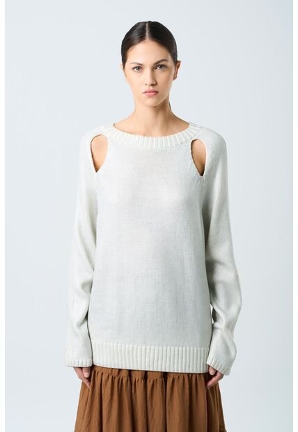 Sweater Star En Tejido Rectilíneo Para Mujer Efecto Metalizado Sweater Star En Tejido Rectilíneo Para Mujer Efecto Metalizado Crema XL VÉLEZ