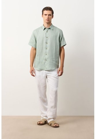 Camisa En Lino Manga Corta Siena Para Hombre Camisa En Lino Manga Corta Siena Para Hombre Verde Oliva XL VÉLEZ Vélez
