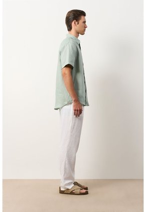 Camisa En Lino Manga Corta Siena Para Hombre Camisa En Lino Manga Corta Siena Para Hombre Verde Oliva XL VÉLEZ