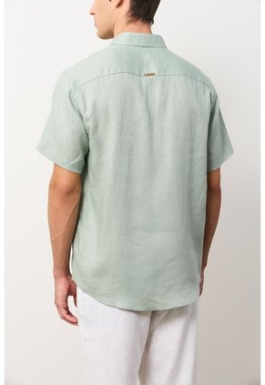 Camisa En Lino Manga Corta Siena Para Hombre Camisa En Lino Manga Corta Siena Para Hombre Verde Oliva XL VÉLEZ