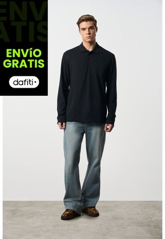 Polo Manga Larga En Algodón Para Hombre Nápoles Polo Manga Larga En Algodón Para Hombre Nápoles Negro M VÉLEZ Vélez