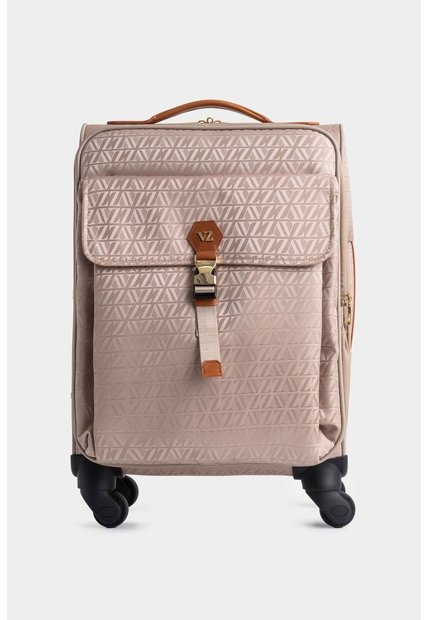 Maleta De Viaje Bloom En Jacquard Para Mujer Apliques Cuero Maleta De Viaje Bloom En Jacquard Para Mujer Apliques Cuero Beige VÉLEZ