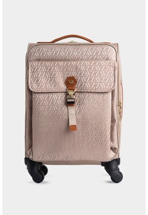 Maleta De Viaje Bloom En Jacquard Para Mujer Apliques Cuero Maleta De Viaje Bloom En Jacquard Para Mujer Apliques Cuero Beige VÉLEZ