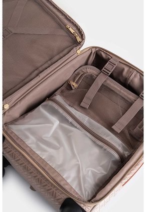 Maleta De Viaje Bloom En Jacquard Para Mujer Apliques Cuero Maleta De Viaje Bloom En Jacquard Para Mujer Apliques Cuero Beige VÉLEZ
