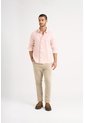 Camisa Manga Larga En Lino Para Hombre Silueta Semi Ajustada Camisa Manga Larga En Lino Para Hombre Silueta Semi Ajustada Rosado XL VÉLEZ de Vélez