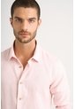 Camisa Manga Larga En Lino Para Hombre Silueta Semi Ajustada Camisa Manga Larga En Lino Para Hombre Silueta Semi Ajustada Rosado XL VÉLEZ de Vélez