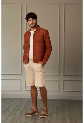 Chaqueta Zambeze De Gamuza Para Hombre Cuello Camisero