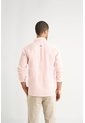 Camisa Manga Larga En Lino Para Hombre Silueta Semi Ajustada Camisa Manga Larga En Lino Para Hombre Silueta Semi Ajustada Rosado XL VÉLEZ de Vélez