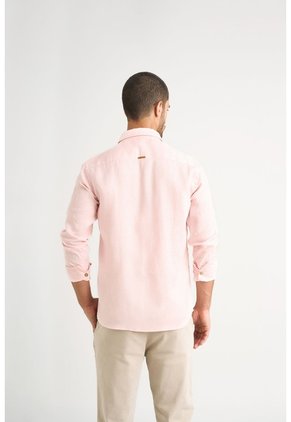 Camisa Manga Larga En Lino Para Hombre Silueta Semi Ajustada Camisa Manga Larga En Lino Para Hombre Silueta Semi Ajustada Rosado XL VÉLEZ