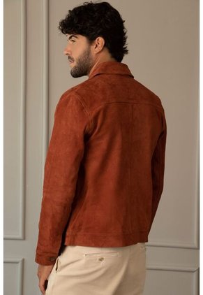 Chaqueta Zambeze De Gamuza Para Hombre Cuello Camisero